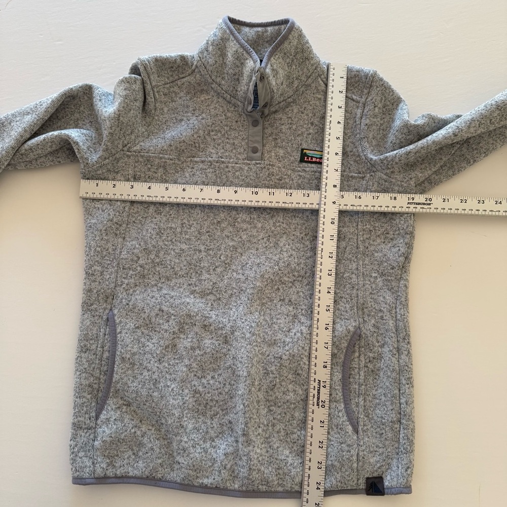L.L. Bean Heathered Gray Quarter Snap Pullover Sweatshirt Medium Reg - Picture 6 of 12